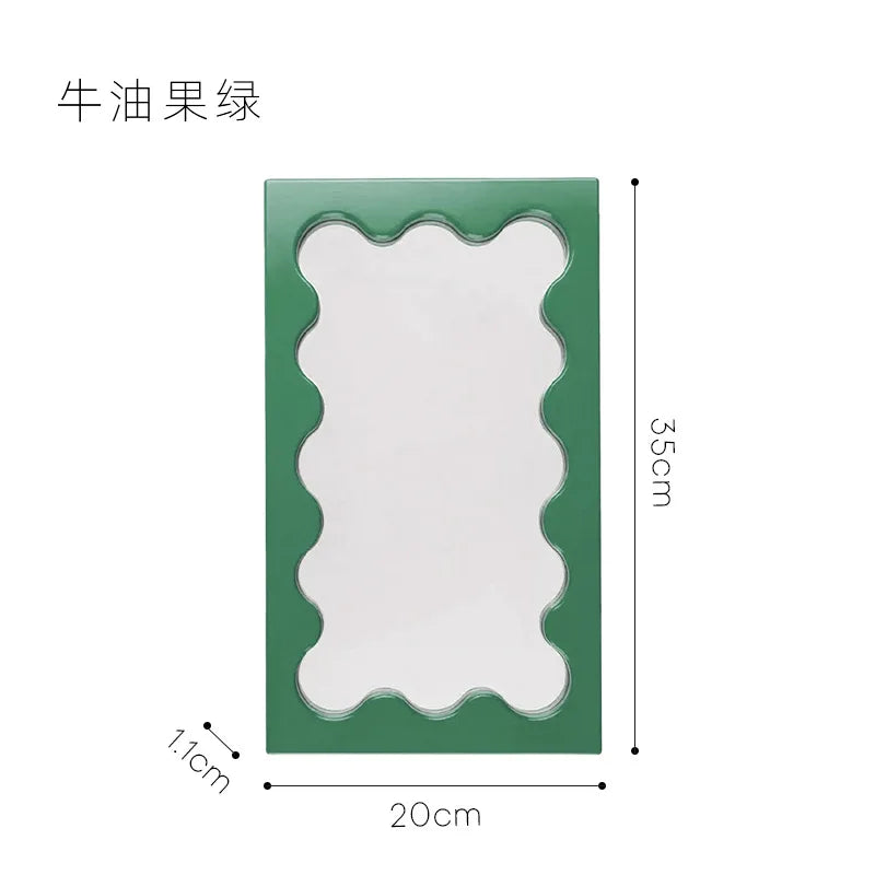 Nordic Ins-Style Rectangular Wavy Dressing Desktop Makeup Mirror Wall Bathroom Bedroom Entrance Mirror
