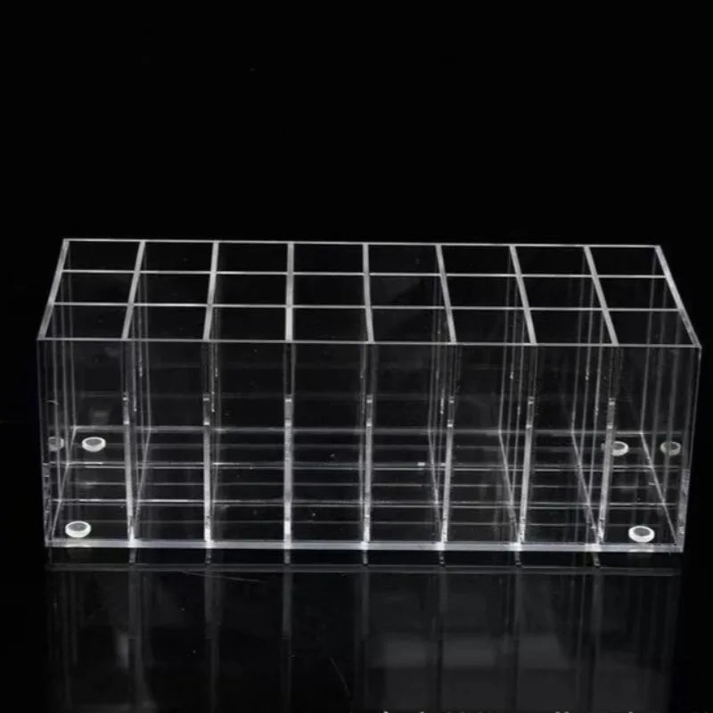 24 Lattices Acrylic Lipstick Organizer Lip Gloss Container Plastic Nail Polish Storage Box Makeup Holder Cosmetics Display Rack