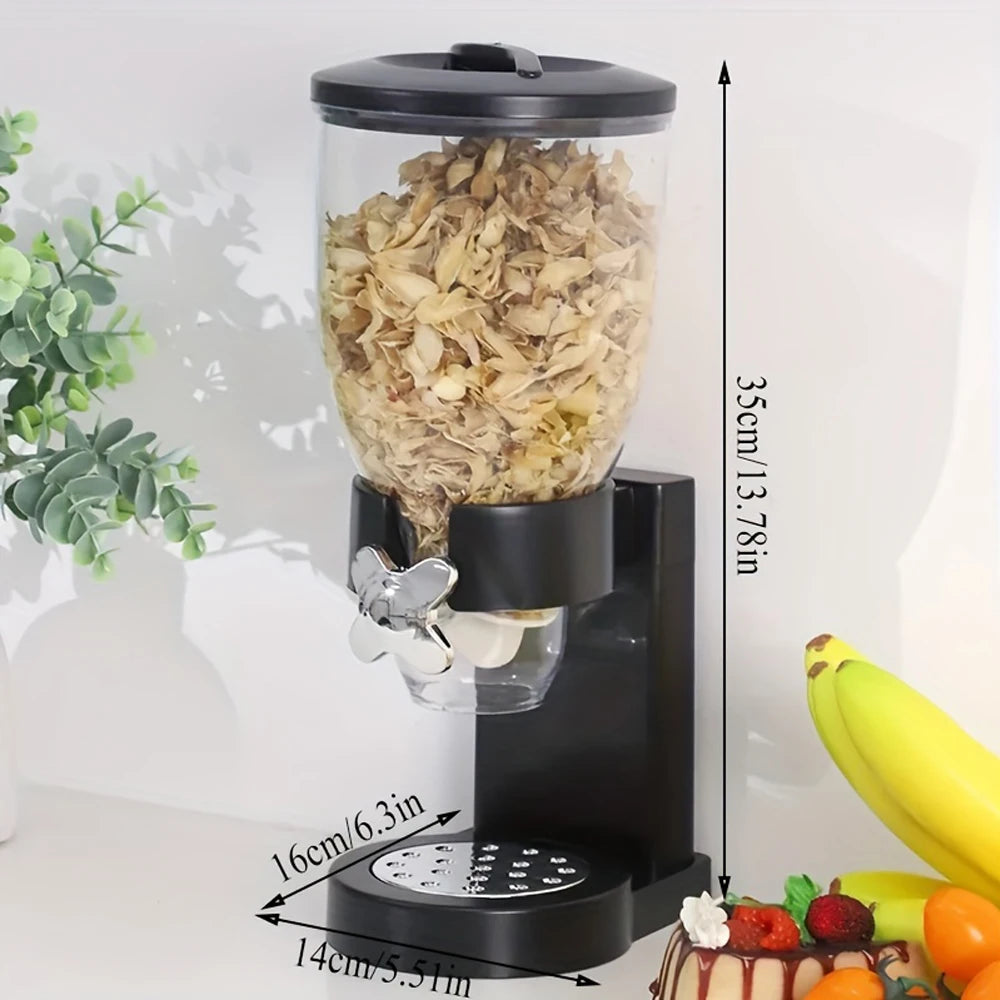 Dispensador de alimentos secos de un solo control, no necesita electricidad, contenedor multiusos de aperitivos, cereales y cere