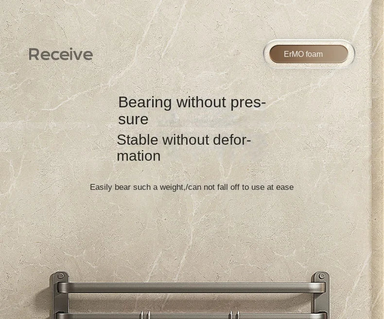 Gun Grey Three-Tier Wall-Mounted Bathroom Towel Rack Punch-Free Toilet Storage Rack Metal Material Similar to Dinnerware