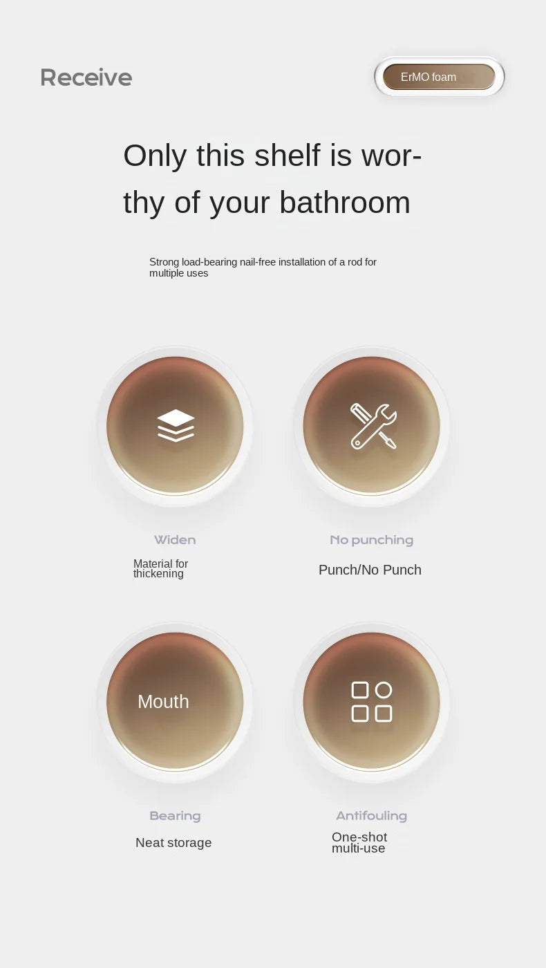 Gun Grey Three-Tier Wall-Mounted Bathroom Towel Rack Punch-Free Toilet Storage Rack Metal Material Similar to Dinnerware