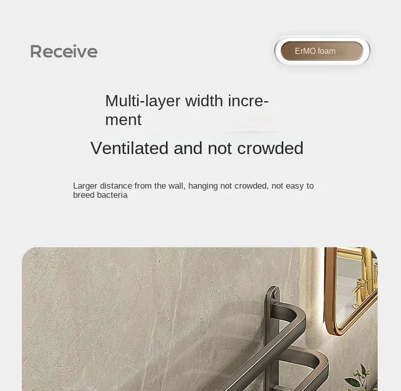 Gun Grey Three-Tier Wall-Mounted Bathroom Towel Rack Punch-Free Toilet Storage Rack Metal Material Similar to Dinnerware