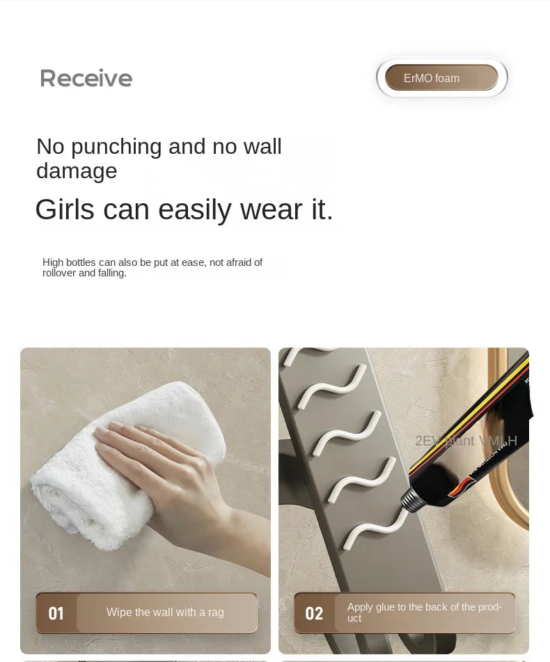 Gun Grey Three-Tier Wall-Mounted Bathroom Towel Rack Punch-Free Toilet Storage Rack Metal Material Similar to Dinnerware