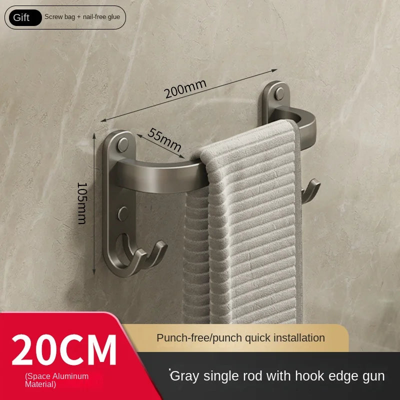 Gun Grey Three-Tier Wall-Mounted Bathroom Towel Rack Punch-Free Toilet Storage Rack Metal Material Similar to Dinnerware
