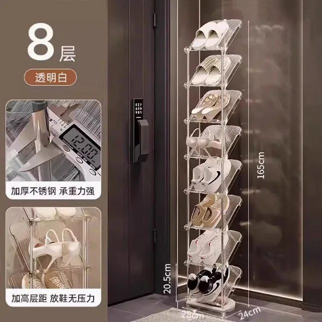 Compact Shoe Rack Multi-Tier Small Narrow Shoe Storage for Home Entryway Rental Dorm Space-Saving Shoe Cabinet