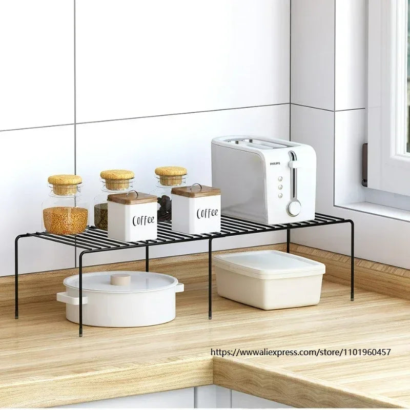 Iron Kitchen Spice Organizer Adjustable Storage Shelf Under The Sink Dish Drying Rack Multifunctional Cabinet Seasoning Holder