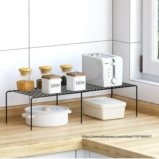 Iron Kitchen Spice Organizer Adjustable Storage Shelf Under The Sink Dish Drying Rack Multifunctional Cabinet Seasoning Holder