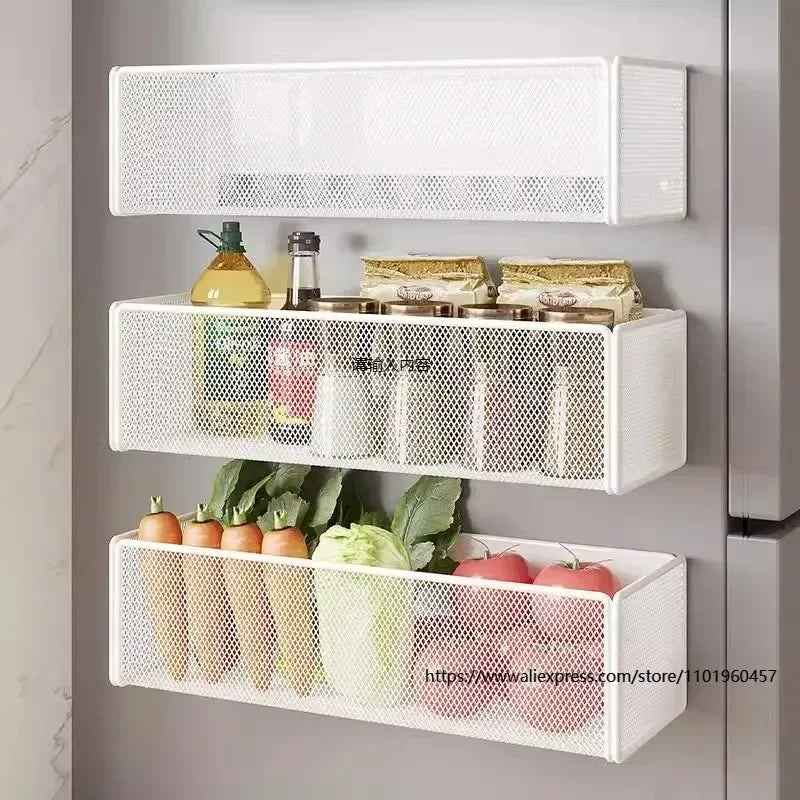 Home Refrigerator Shelf Side Storage Magnetic Artifact Side Side Hanging Basket Basket Box Supplies Household Summary Holder
