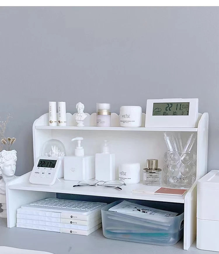 Upgrade Storage with Two-Layer Desktop Organizer Shelf for Home and Office Ins-Style Rack for Books and Stationery