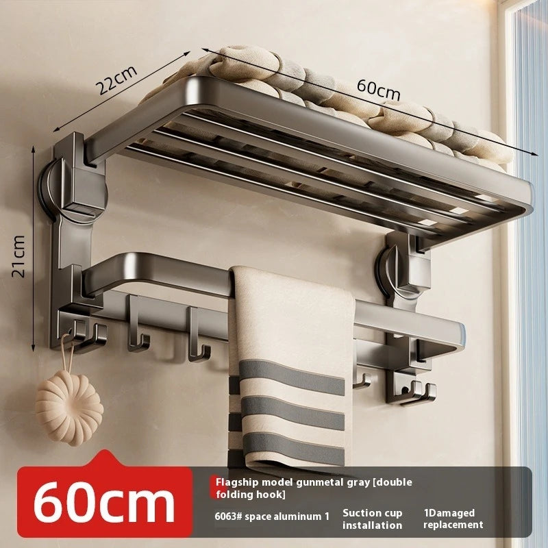 Suction Cup Towel Rack, Bathroom Non-punching Bath Towel Rack, Bathroom Rack Integrated Toilet Hook Towel Hanging Rod