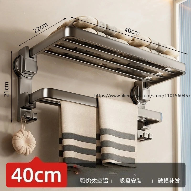 Suction Cup Towel Rack, Bathroom Non-punching Bath Towel Rack, Bathroom Rack Integrated Toilet Hook Towel Hanging Rod