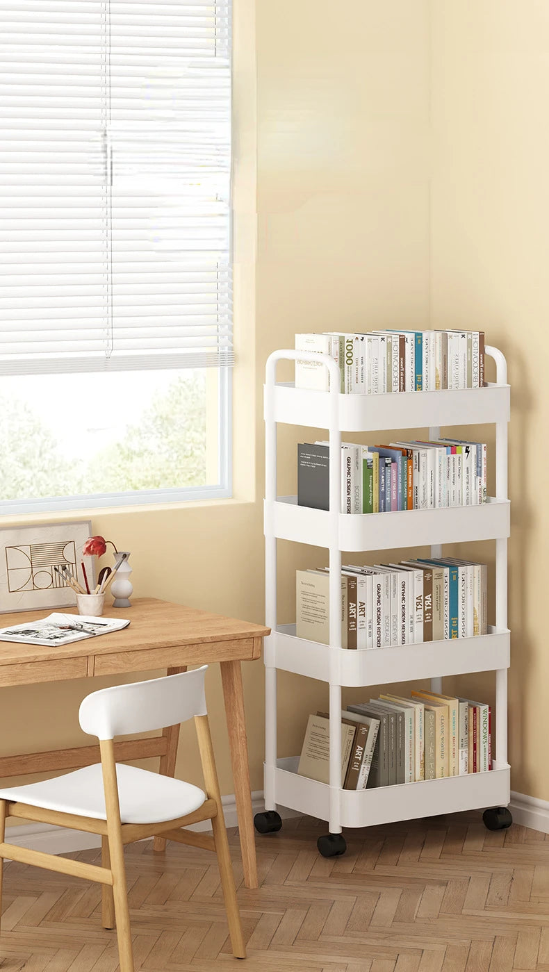 2 Tier Rolling Utility Cart Storage Shelf Movable Gap Storage Rack Kitchen Bathroom Slim Slide Organizer Snacks Toys Shelf