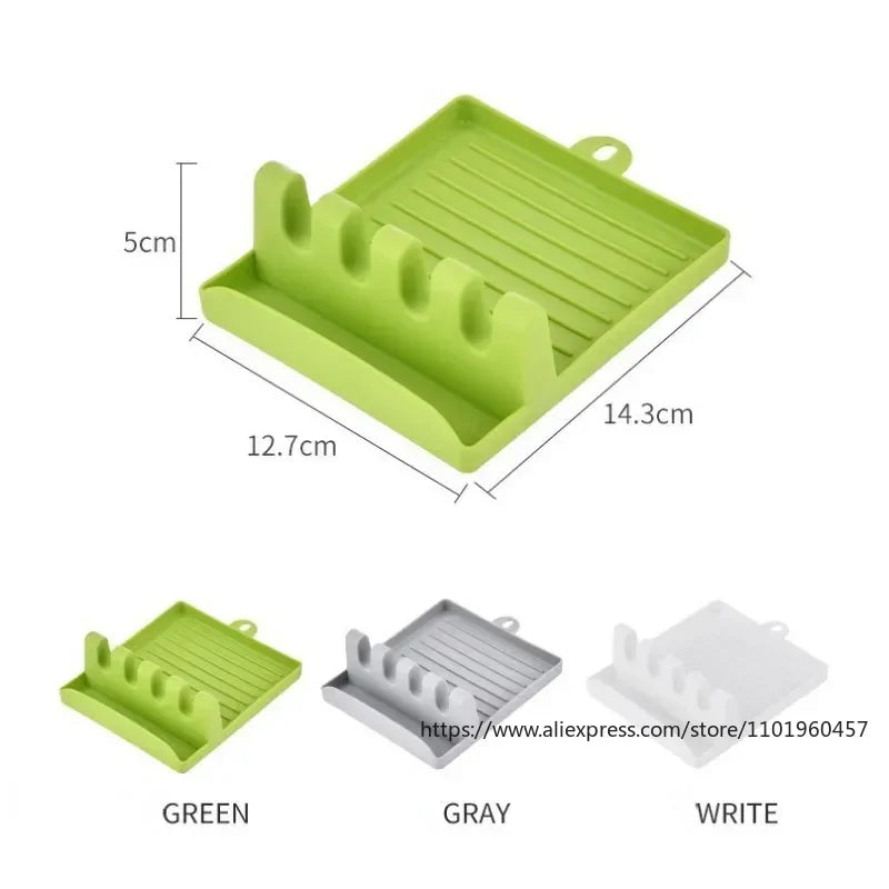 Simple Plastic Multi-functional Household Kitchen Spoon Rests Holder Pot Clips Organizer Rack Non-slip Pad for Spatula Pot Lids