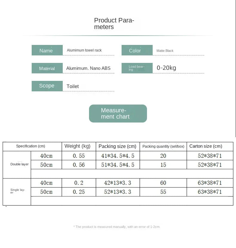 40/50/60CM No-Nail Bathroom Towel Holder Bathroom Accessories Wall Mount Rail Shower Hanger Aluminum Bar Shelf