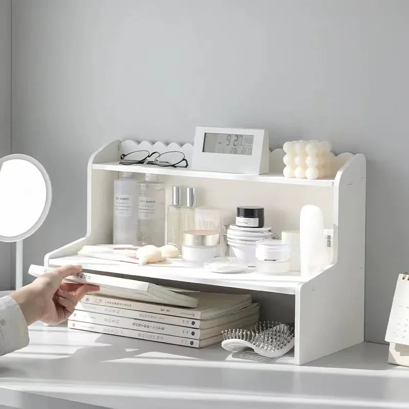 Upgrade Storage with Two-Layer Desktop Organizer Shelf for Home and Office Ins-Style Rack for Books and Stationery