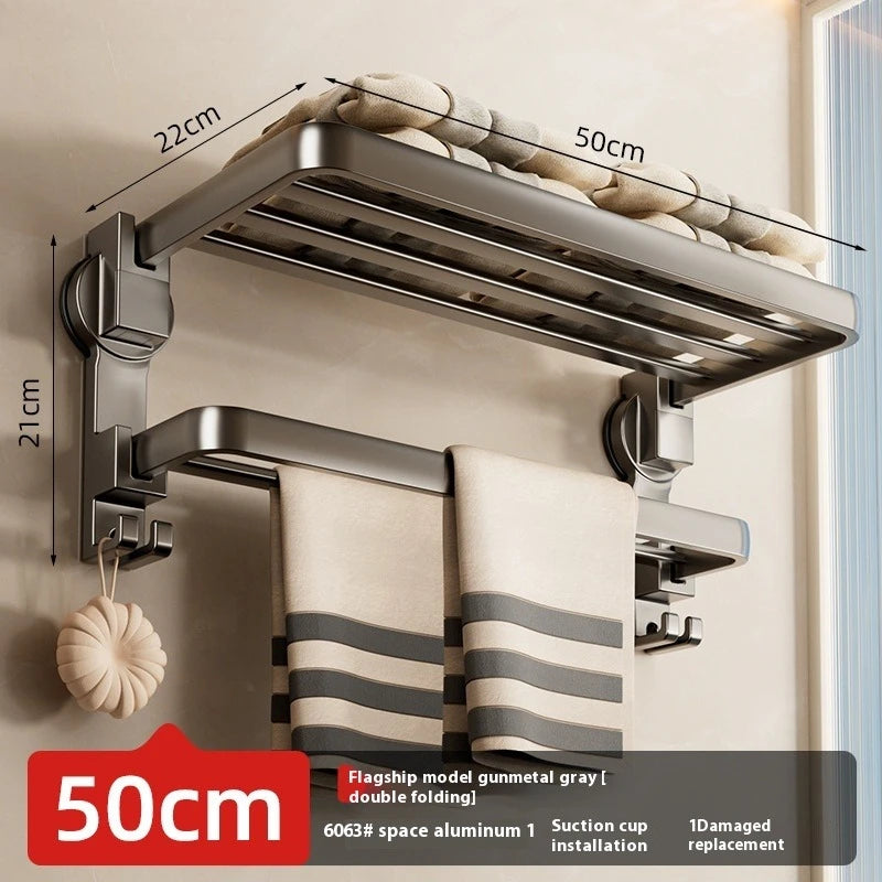 Suction Cup Towel Rack, Bathroom Non-punching Bath Towel Rack, Bathroom Rack Integrated Toilet Hook Towel Hanging Rod