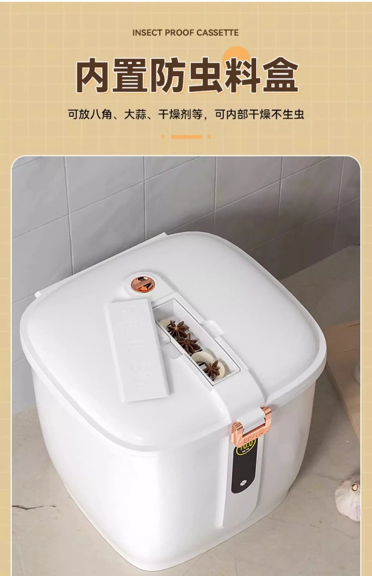 Food-Grade Rice Storage Container for Home, Airtight Rice Bucket with Insect-Proof Moisture-Proof Flour Storage Bin