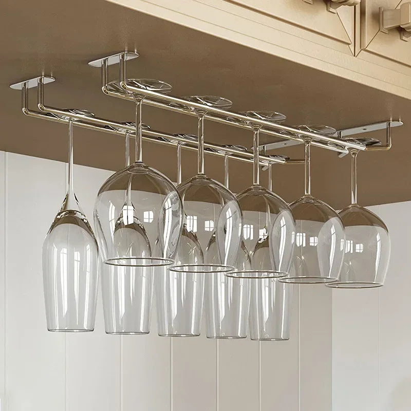 Stylish Hanging Wine Glass Rack for Bars and Homes Vintage-Inspired Hanging Wine Glass Rack for Home Bars