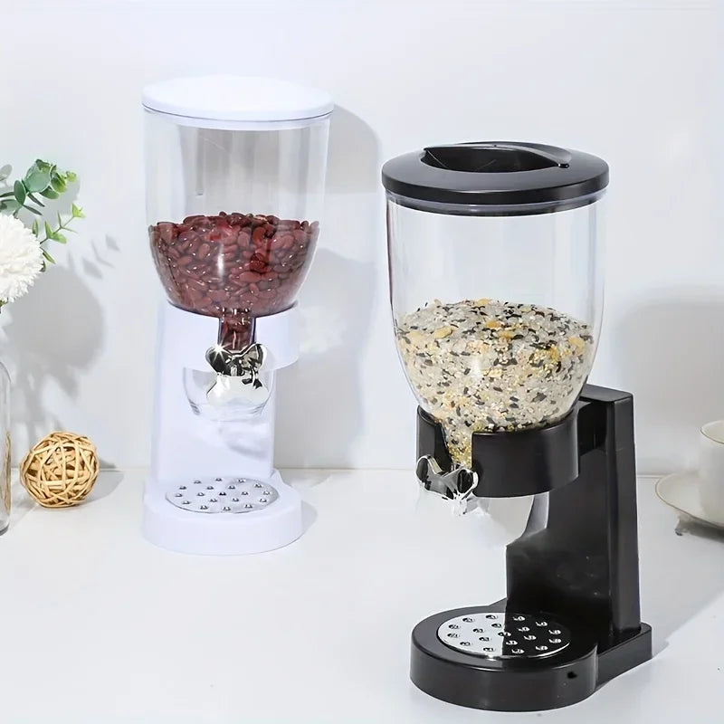 Dispensador de alimentos secos de un solo control, no necesita electricidad, contenedor multiusos de aperitivos, cereales y cere