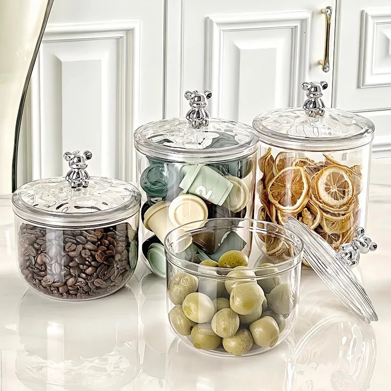 Premium Food-Grade Transparent Plastic Sealing Jar - Moisture-Resistant Kitchen Storage Container for Spices