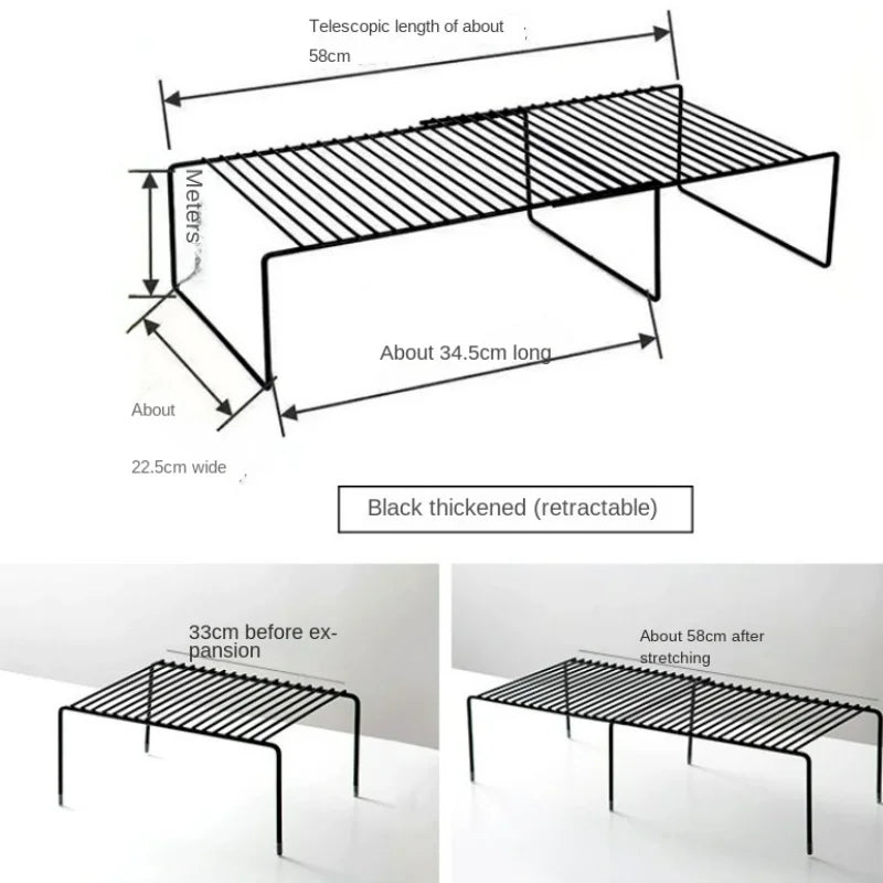 Iron Kitchen Spice Organizer Adjustable Storage Shelf Under The Sink Dish Drying Rack Multifunctional Cabinet Seasoning Holder