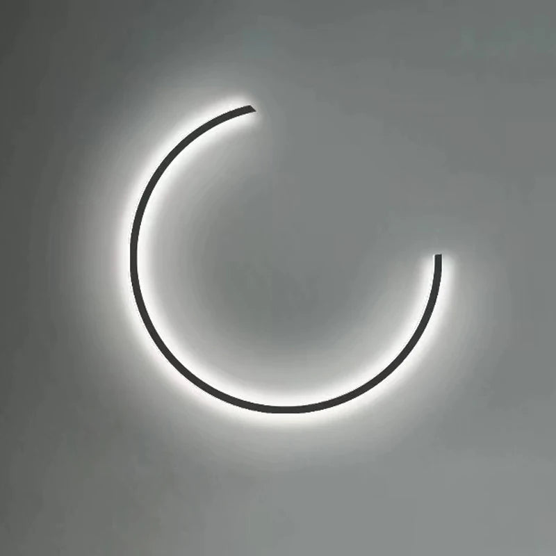 Living room retro design creative round decorative lamps, bedroom bedside ring black wall lamp