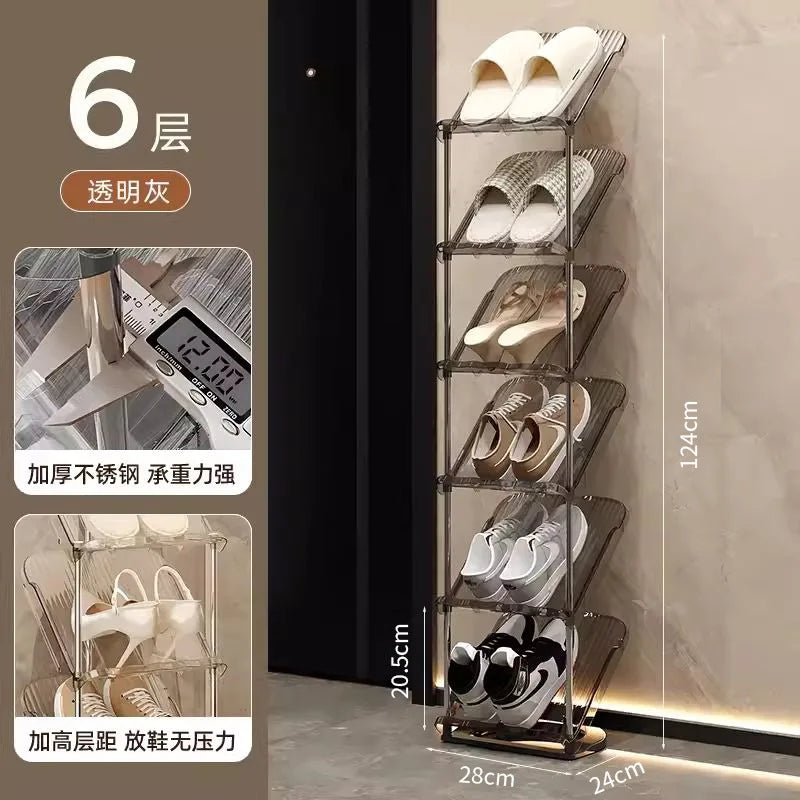 Compact Shoe Rack Multi-Tier Small Narrow Shoe Storage for Home Entryway Rental Dorm Space-Saving Shoe Cabinet