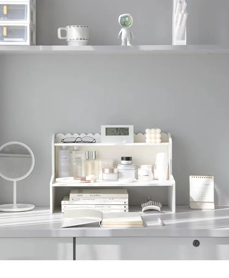 Upgrade Storage with Two-Layer Desktop Organizer Shelf for Home and Office Ins-Style Rack for Books and Stationery