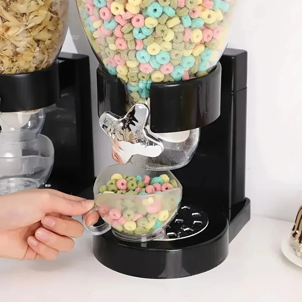 Dispensador de alimentos secos de un solo control, no necesita electricidad, contenedor multiusos de aperitivos, cereales y cere