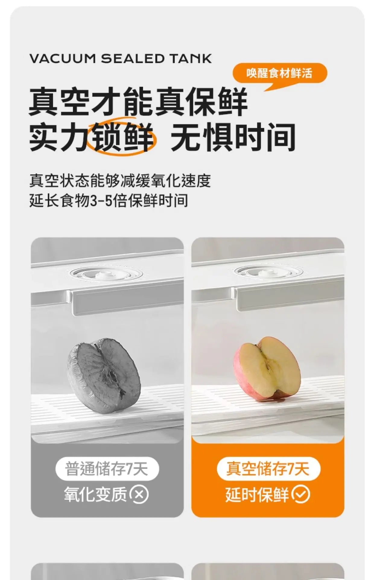 Food-Grade Vacuum Food Storage Containers Airtight Boxes for Fruits Veggies Freezer-Safe Divider Boxes Fridge Organization