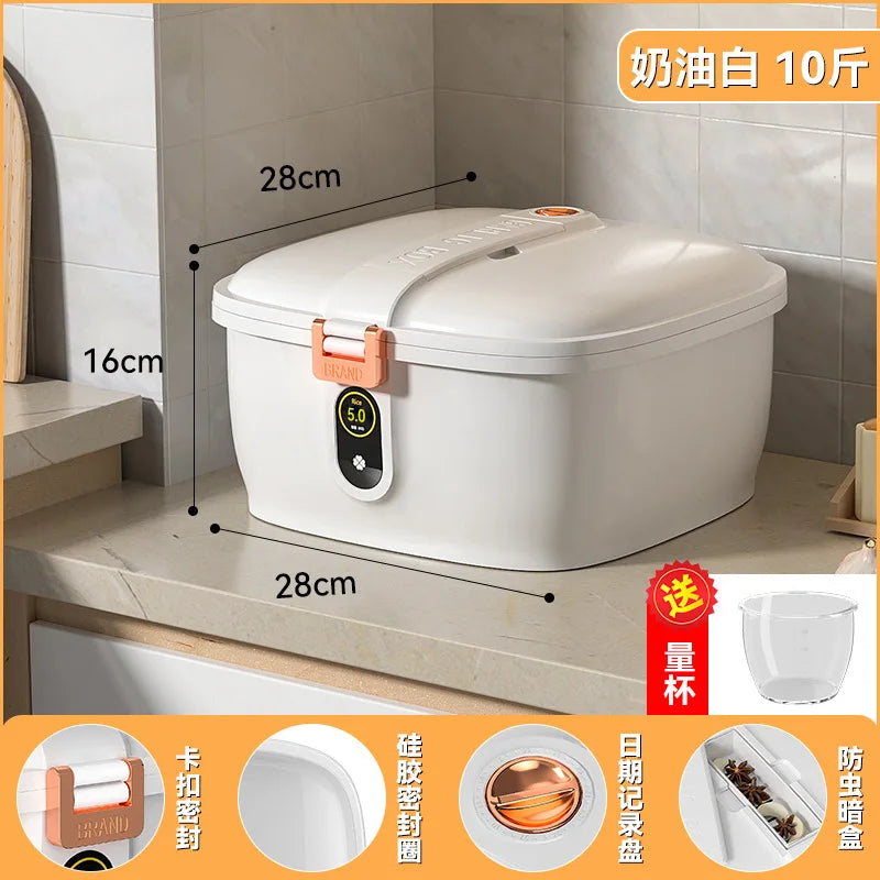 Food-Grade Rice Storage Container for Home, Airtight Rice Bucket with Insect-Proof Moisture-Proof Flour Storage Bin