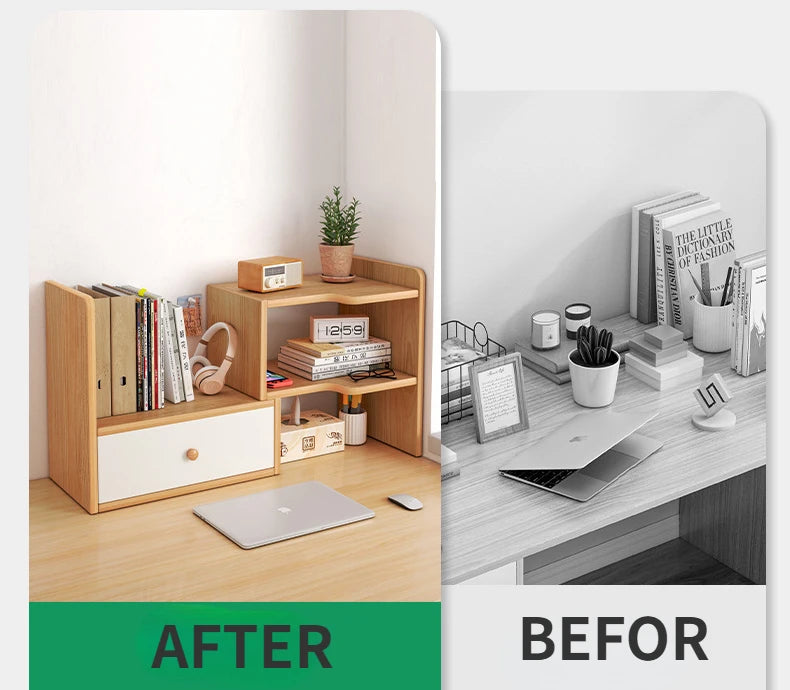 Stylish Desk Organizer - Multiple Tiers Desk Shelf with Compartments for Home Office and Dorm