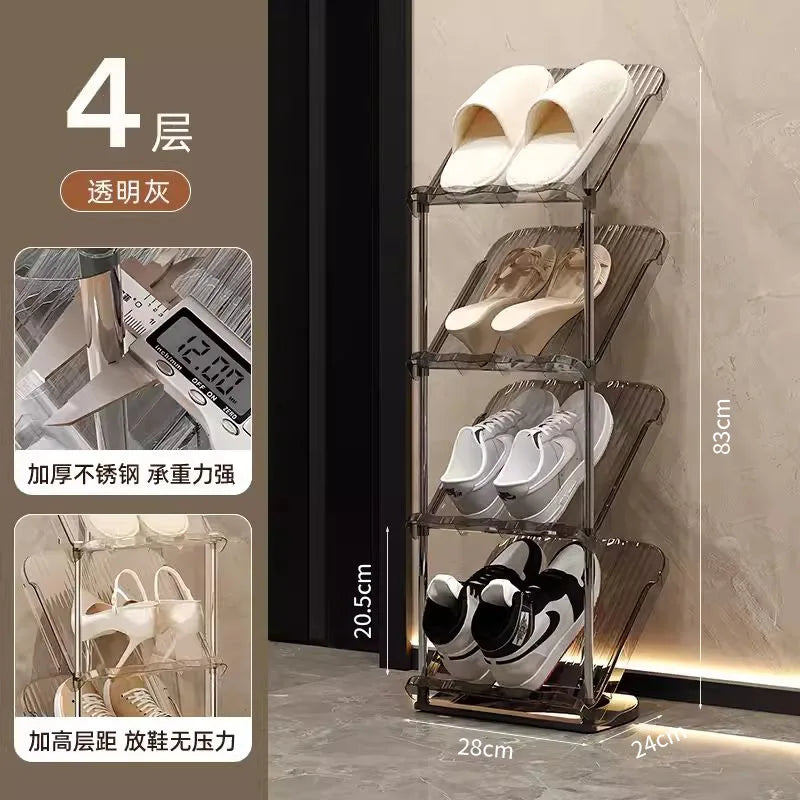 Compact Shoe Rack Multi-Tier Small Narrow Shoe Storage for Home Entryway Rental Dorm Space-Saving Shoe Cabinet