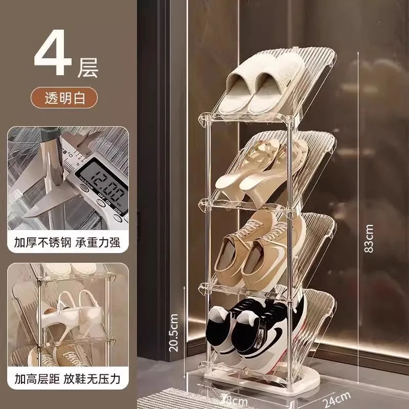 Compact Shoe Rack Multi-Tier Small Narrow Shoe Storage for Home Entryway Rental Dorm Space-Saving Shoe Cabinet