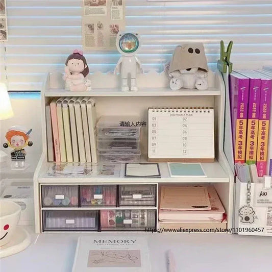 Upgrade Storage with Two-Layer Desktop Organizer Shelf for Home and Office Ins-Style Rack for Books and Stationery