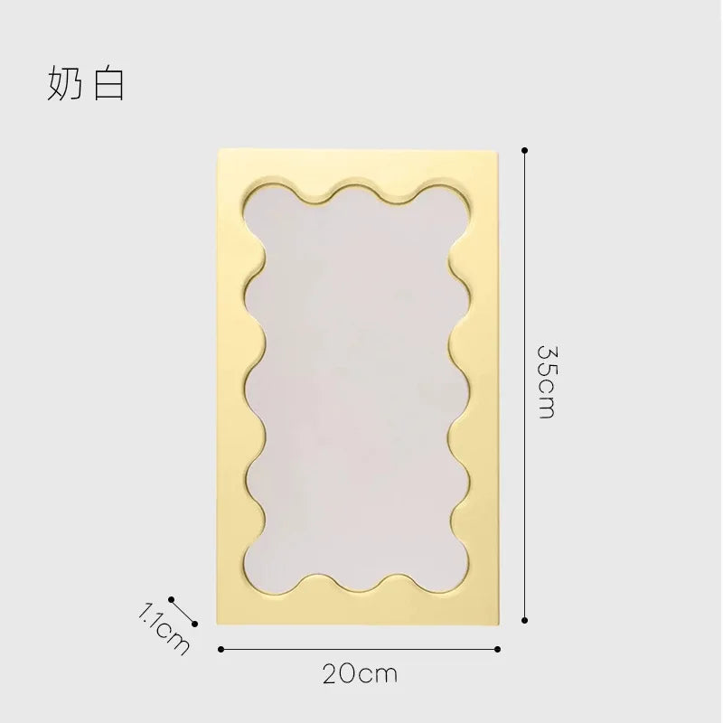 Nordic Ins-Style Rectangular Wavy Dressing Desktop Makeup Mirror Wall Bathroom Bedroom Entrance Mirror