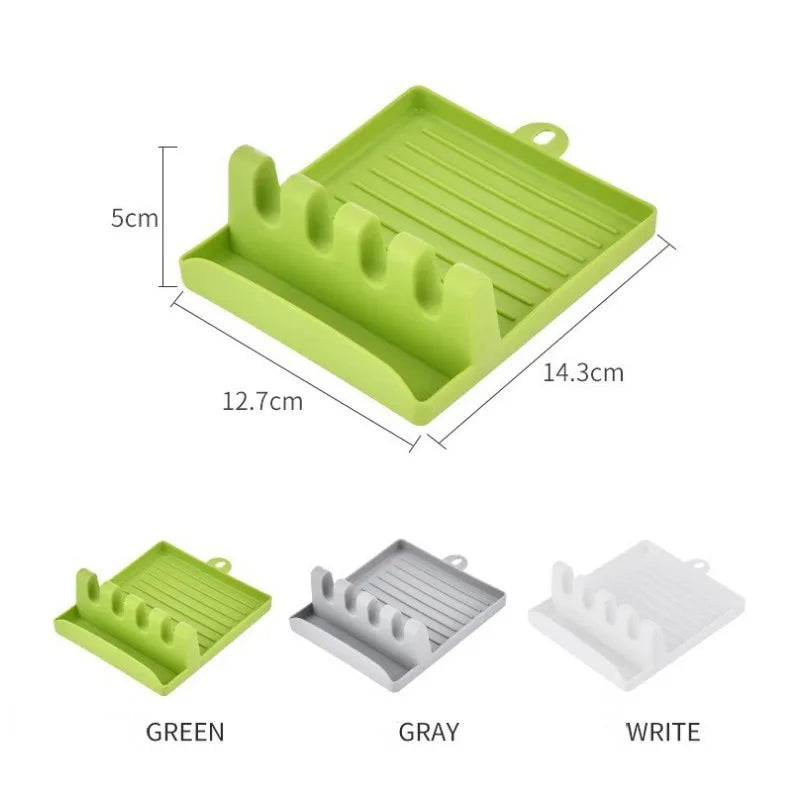 Simple Plastic Multi-functional Household Kitchen Spoon Rests Holder Pot Clips Organizer Rack Non-slip Pad for Spatula Pot Lids
