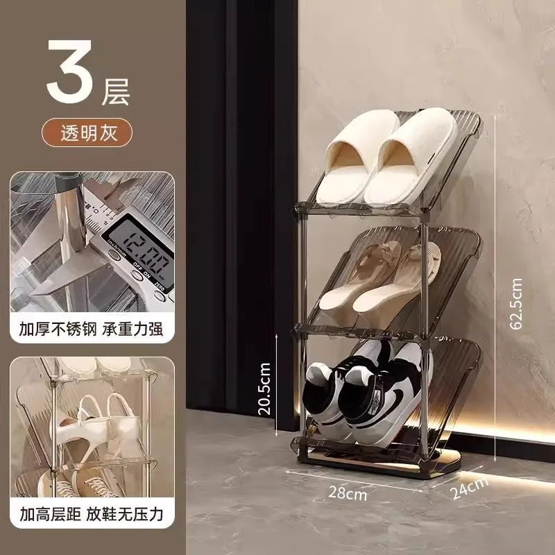 Compact Shoe Rack Multi-Tier Small Narrow Shoe Storage for Home Entryway Rental Dorm Space-Saving Shoe Cabinet