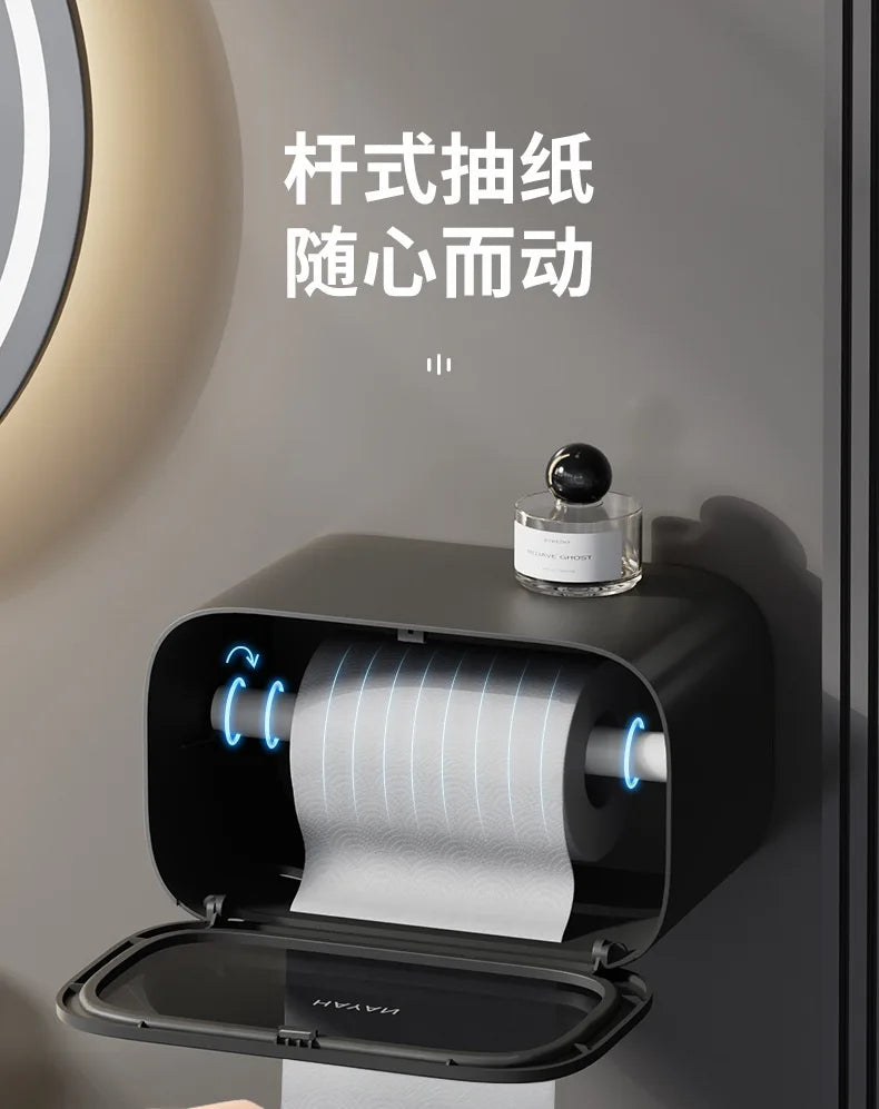 Wall-Mounted Bathroom Toilet Paper Holder Multi-functional Storage Rack for Facial Tissues Toilet Rolls Drawer Papers