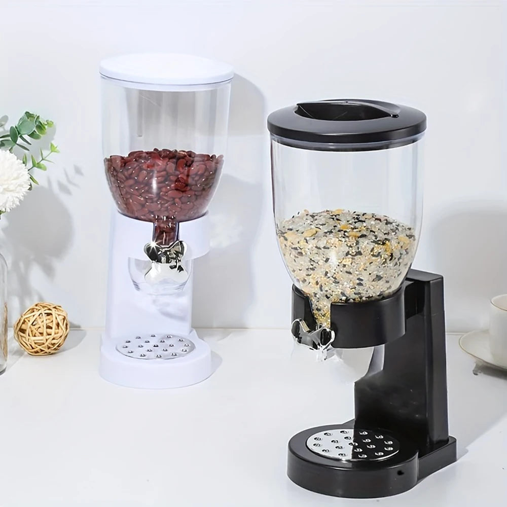 Dispensador de alimentos secos de un solo control, no necesita electricidad, contenedor multiusos de aperitivos, cereales y cere