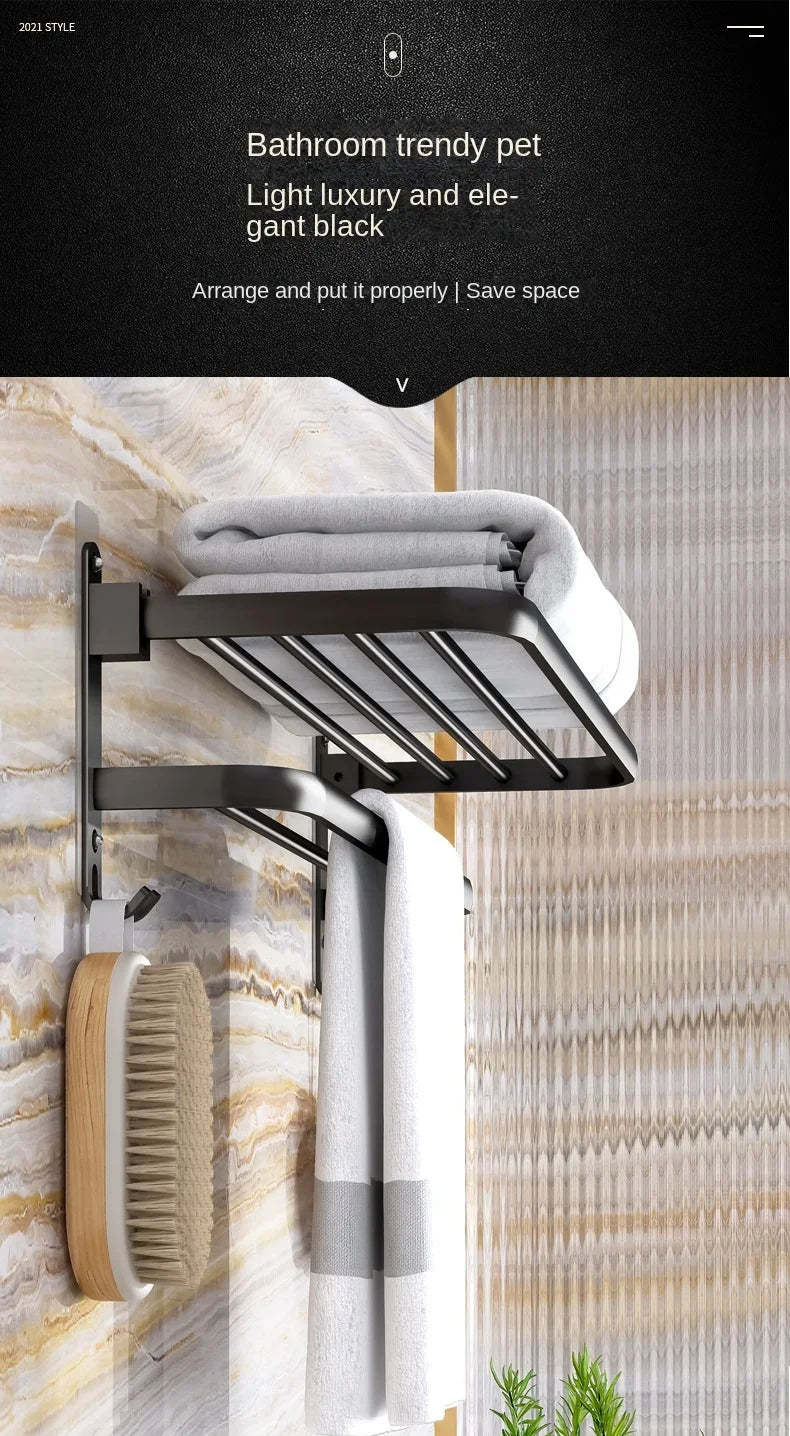 40/50/60CM No-Nail Bathroom Towel Holder Bathroom Accessories Wall Mount Rail Shower Hanger Aluminum Bar Shelf