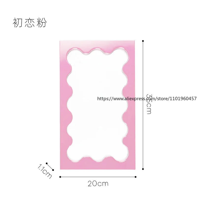 Nordic Ins-Style Rectangular Wavy Dressing Desktop Makeup Mirror Wall Bathroom Bedroom Entrance Mirror