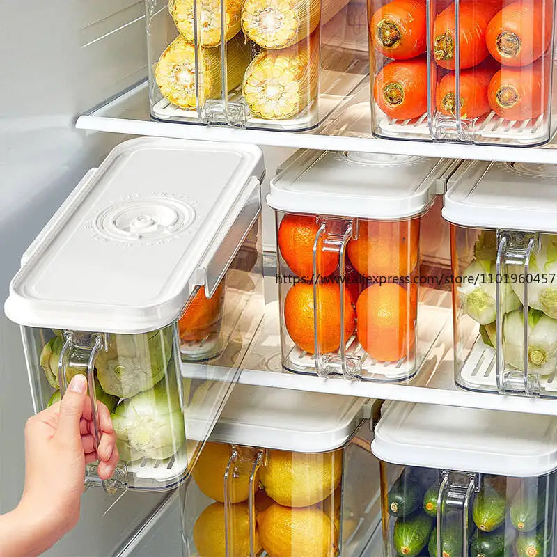 Food-Grade Vacuum Food Storage Containers Airtight Boxes for Fruits Veggies Freezer-Safe Divider Boxes Fridge Organization