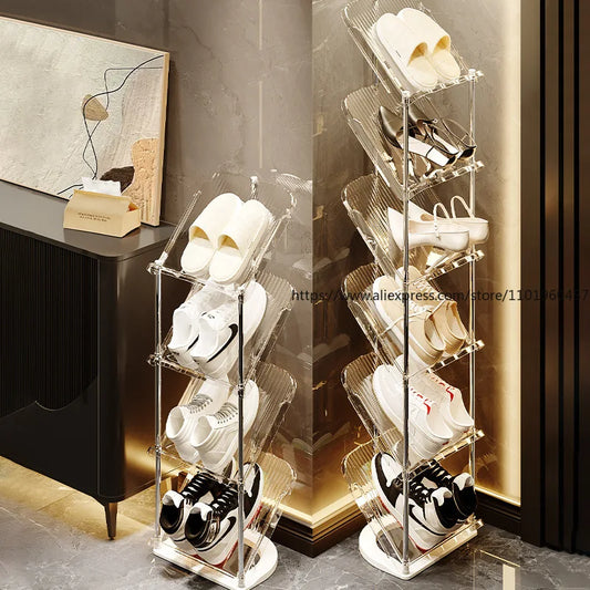 Compact Shoe Rack Multi-Tier Small Narrow Shoe Storage for Home Entryway Rental Dorm Space-Saving Shoe Cabinet