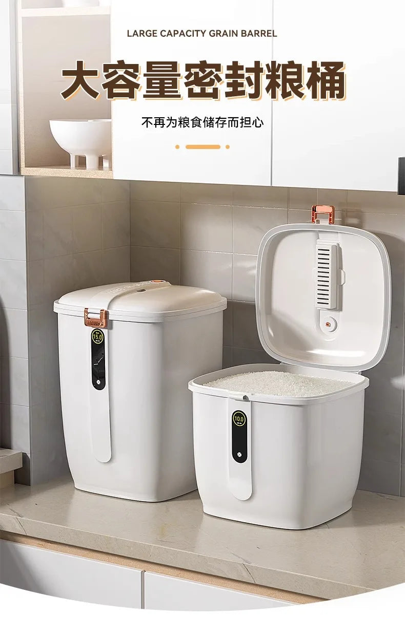 Food-Grade Rice Storage Container for Home, Airtight Rice Bucket with Insect-Proof Moisture-Proof Flour Storage Bin