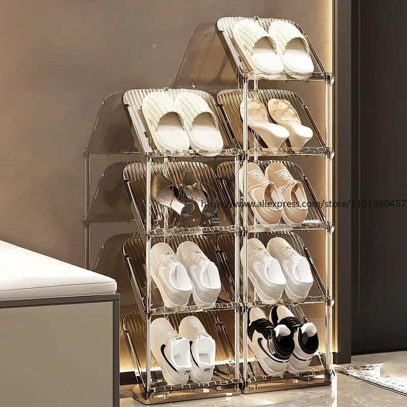 Compact Shoe Rack Multi-Tier Small Narrow Shoe Storage for Home Entryway Rental Dorm Space-Saving Shoe Cabinet