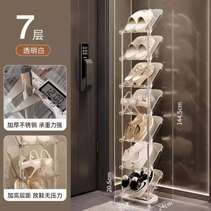 Compact Shoe Rack Multi-Tier Small Narrow Shoe Storage for Home Entryway Rental Dorm Space-Saving Shoe Cabinet