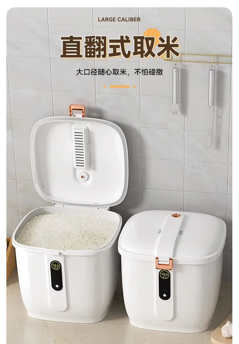 Food-Grade Rice Storage Container for Home, Airtight Rice Bucket with Insect-Proof Moisture-Proof Flour Storage Bin