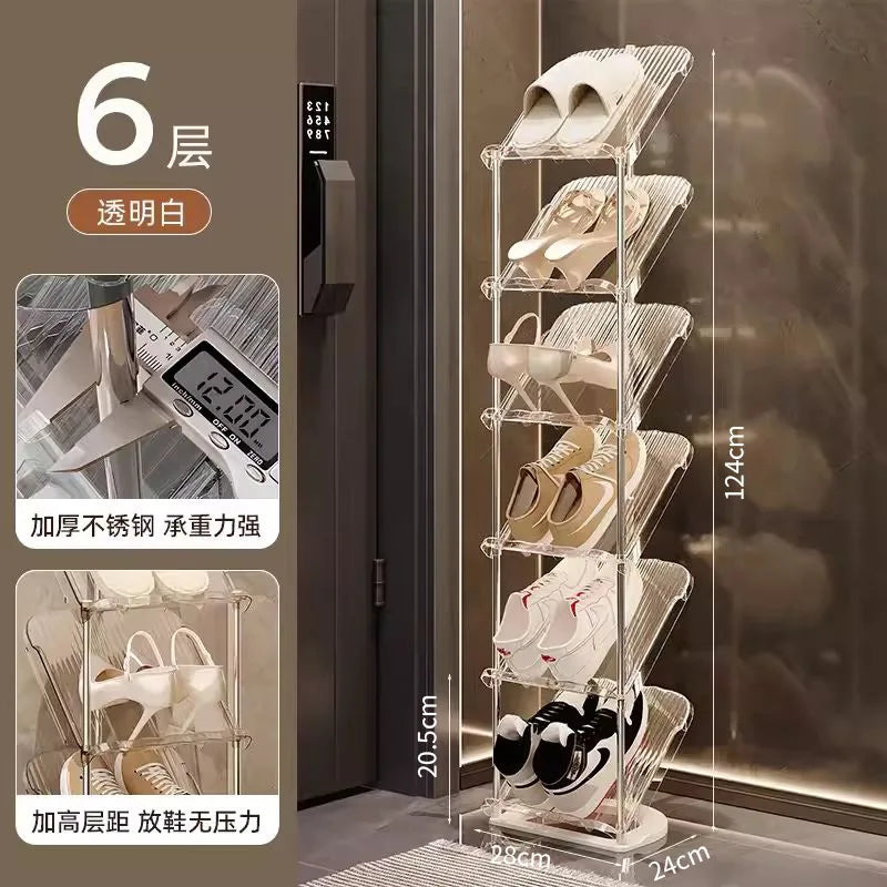 Compact Shoe Rack Multi-Tier Small Narrow Shoe Storage for Home Entryway Rental Dorm Space-Saving Shoe Cabinet
