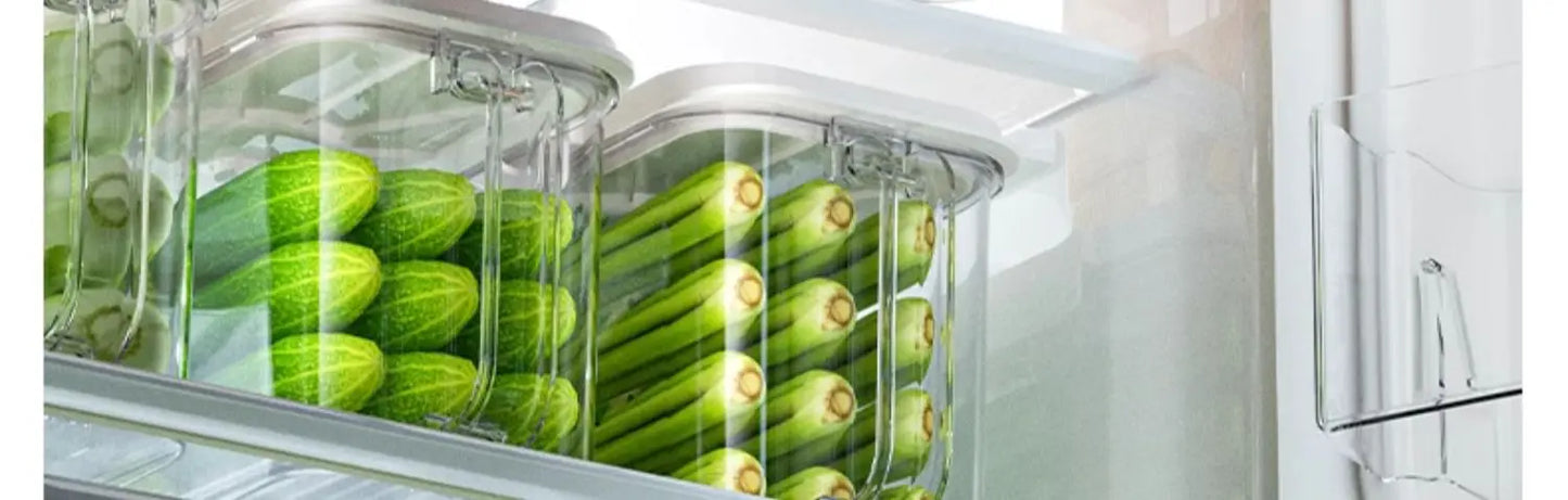 Food-Grade Vacuum Food Storage Containers Airtight Boxes for Fruits Veggies Freezer-Safe Divider Boxes Fridge Organization